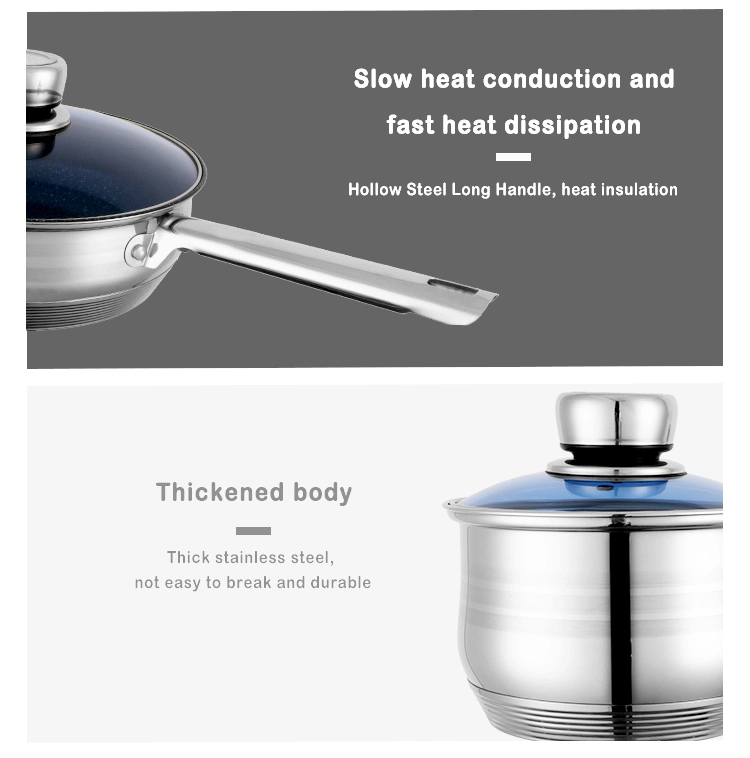 Thermometer Knob Stainless Steel Suace Pan Milk Cooking Pot Cooker Cookware Saucepan with Blue Glass Lid