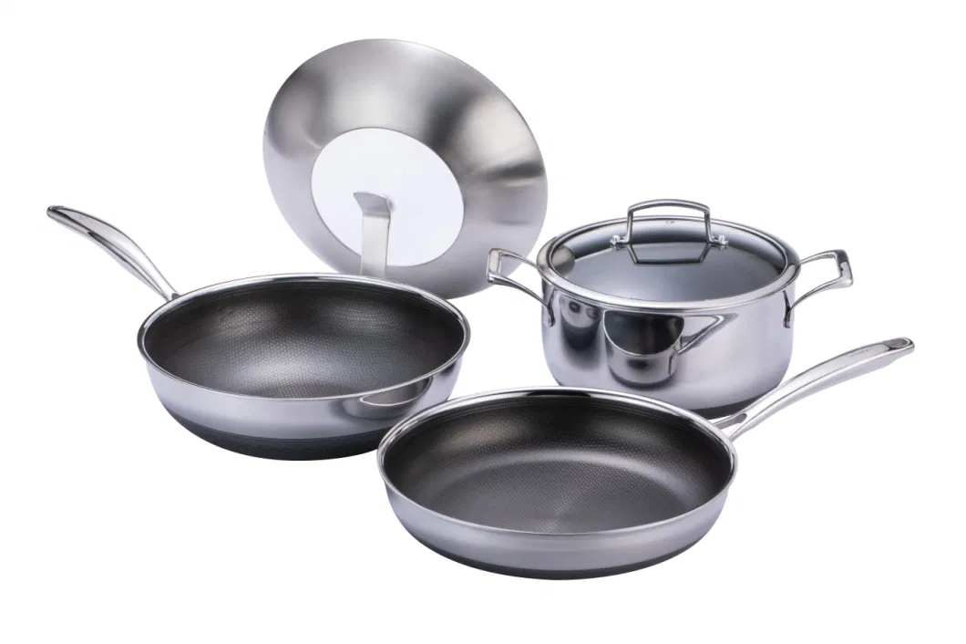 Best Seller 3PCS Non-Stick Coating Stainless Steel Frying Pan Pot Cookware Set